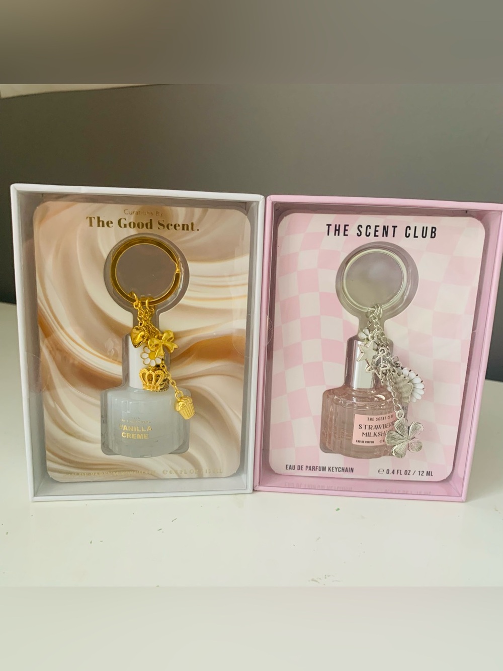 The Scent Club Strawberry Milkshake and  Vanilla Creme Eau De Parfum Keychain